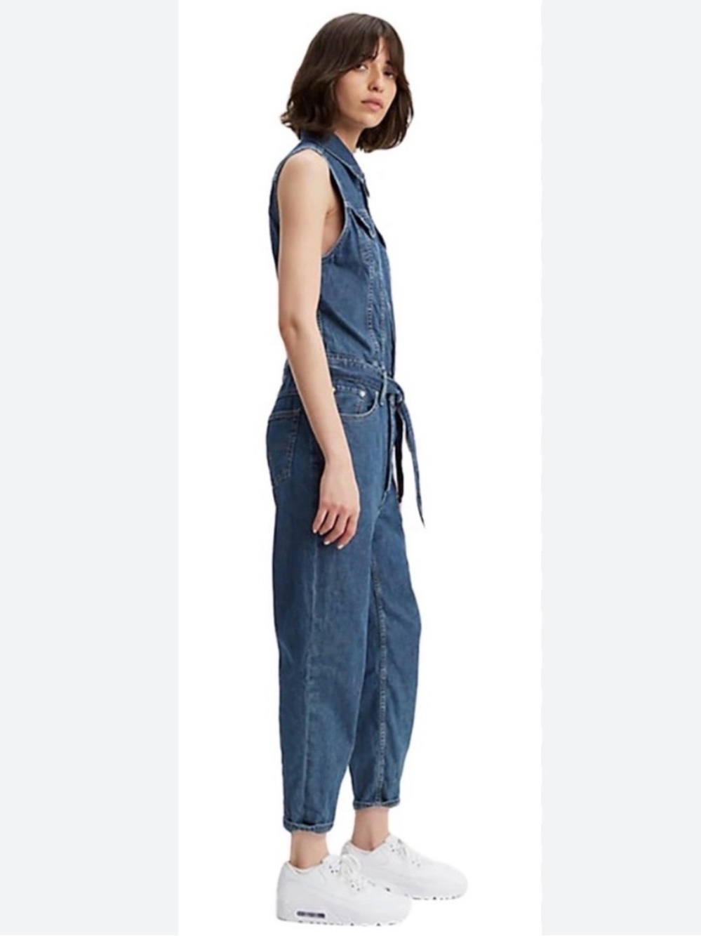 Levi's Cropped Taper Jumpsuit Sleeveless Medium Wash Size M - Picture 2 of 13